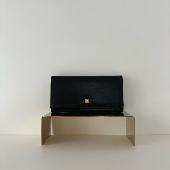 Céline Triomphe WOC, Reptile and Lambskin Leather Wallet en Noire - Picture 13 of 16